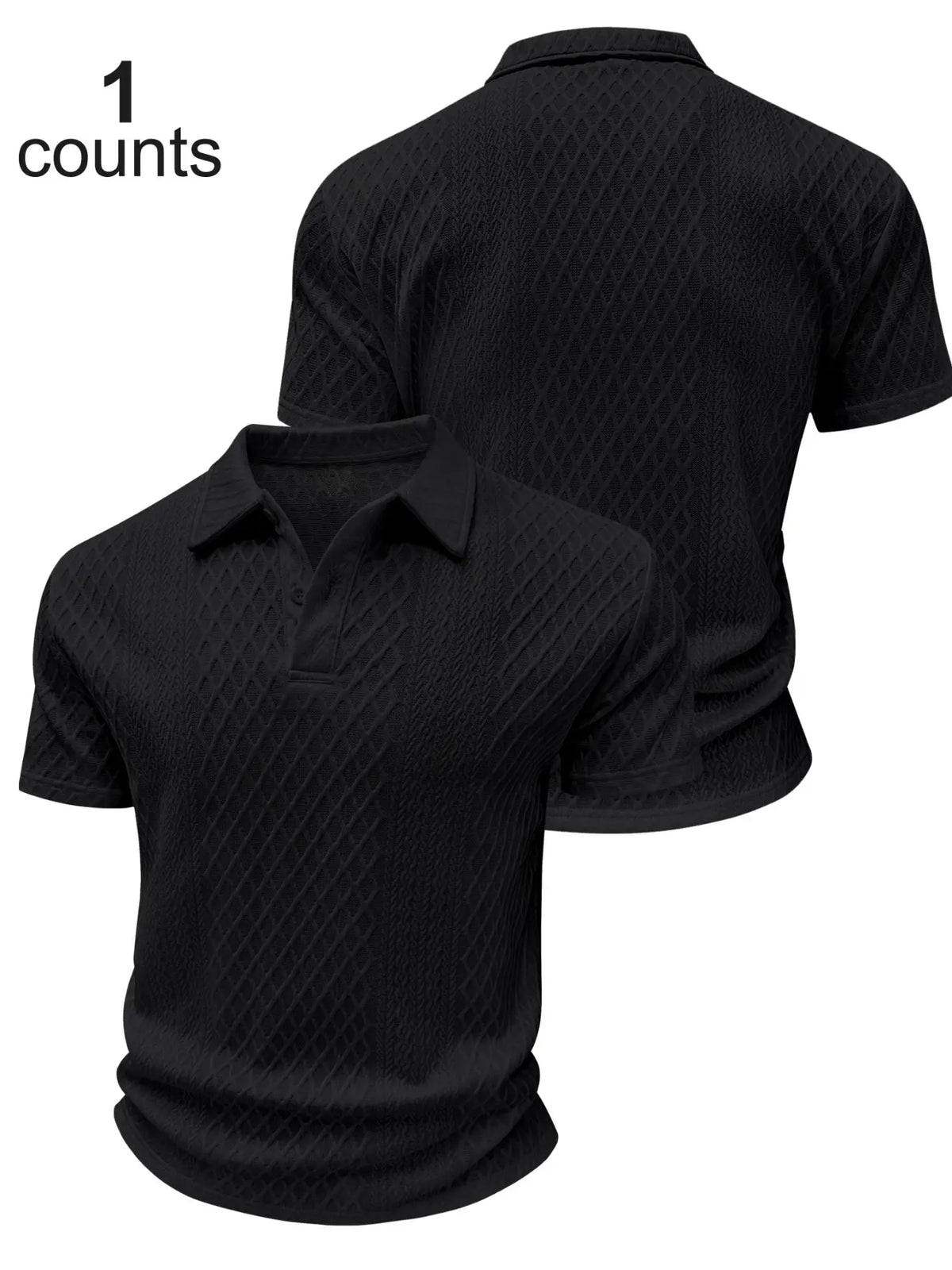 Men's Bestselling Solid Color Plain Polo Shirt, Short Sleeve, Herringbone Texture, Casual Fashion, Daily Wear, Business