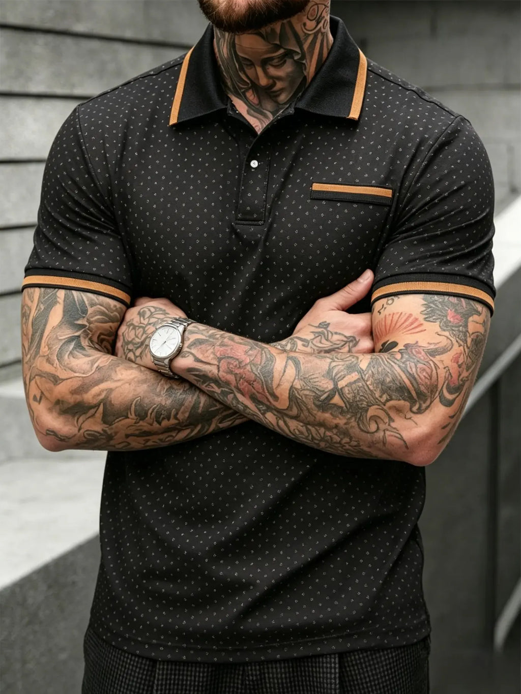 Men's 2XL-6XL Plus Size Dot Print Polo Shirt, Casual Street Style, Breathable Summer Golf Top, Elegant Short Sleeve Apparel, Collared Polo Shirt, Printed Polo Shirt, Breathable Polo Shirts