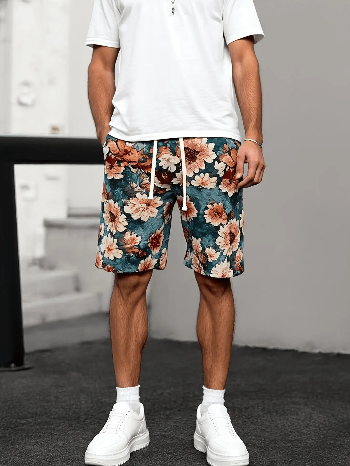 Men's Plus Size Casual Floral Camouflage Tropical Shorts, Comfortable Daily Wear, Fashion Lightweight Summer Style, Stylish Men's Clothing, Fashionable Summer Shorts